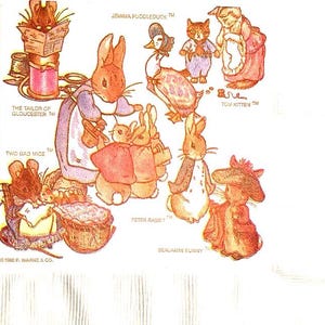 3 Decoupage-Servietten, authentische Vintage Beatrix Potter Peter Rabbit Tom Kätzchen, 13 "x 13" ungefaltet