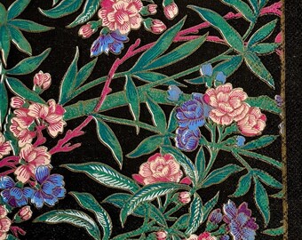 3 Decoupage Beverage Napkins, Vintage Caspari Floral Black 10" x 10" Unfolded