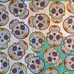 3 Decoupage Luncheon Servietten - Día De Los Muertos Day of the Dead Calavera Sugar Skull Weiß Türkis 13" x 13"