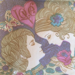 3 Decoupage-Servietten, authentisches Vintage Hallmark Hippie Paar Boho Summer Love, 33 x 33 cm ungefaltet