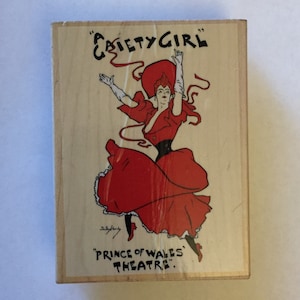 Toda la noche Media 485J18 Una gaiety Girl Prince of Wales Teatro montado sello de madera de goma 3 "x 4", utilizado