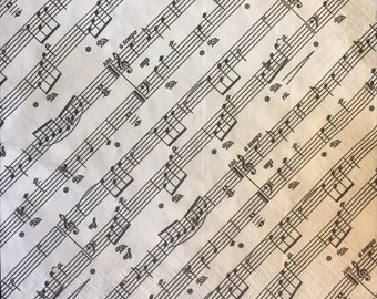 3 Decoupage Napkins - Classical Beethoven Sheet Music 13" x 13" Unfolded