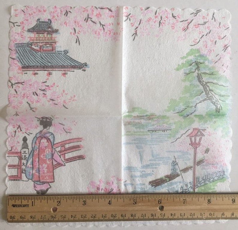 3 Vintage Decoupage Rice Paper Napkins Japanese Woman Kimono Etsy