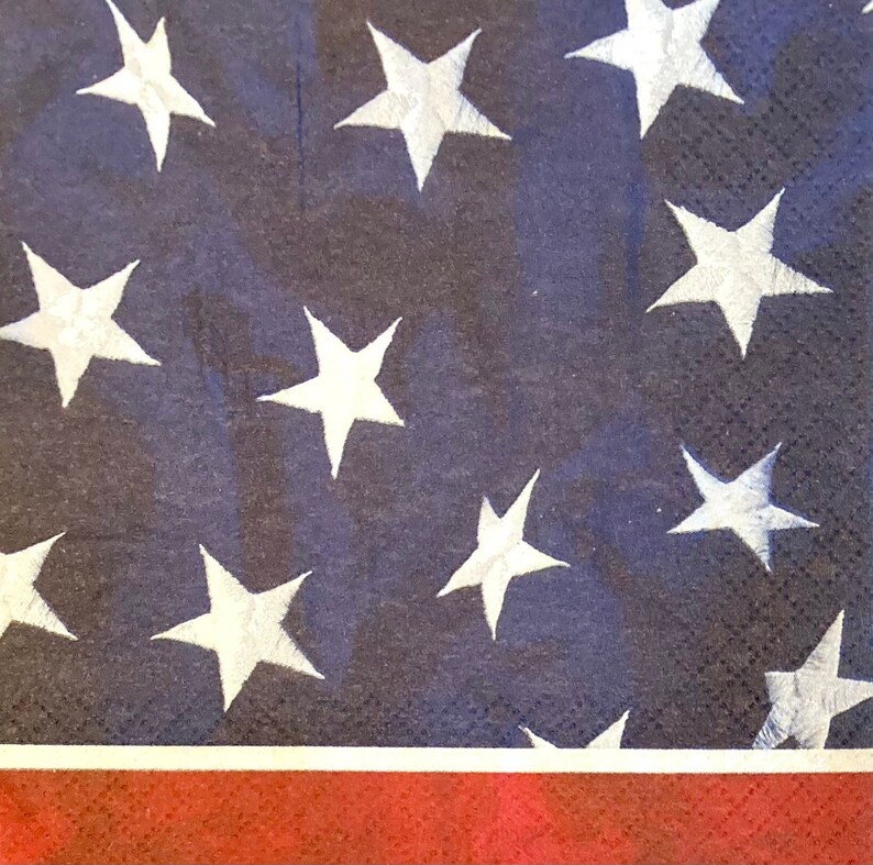 3 Decoupage Beverage Napkins Two Designs American USA Flag Etsy