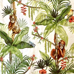 3 tovaglioli per decoupage, foresta di orangutan, 13 x 13 pollici aperti