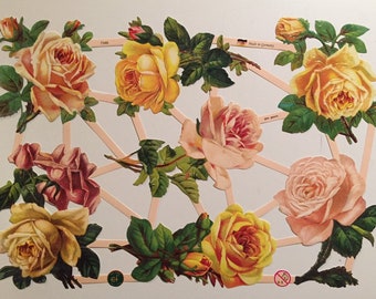 SCRAP RELIEFS Full Bloom Roses Flowers (1 sheet) #7346 - Embossed Die Cuts - Made in Germany