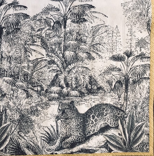 3 Decoupage Lunch Napkins,  Retro Black & White Jungle Leopard 13" x 13" unfolded