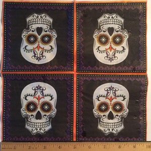 3 Decoupage Beverage Napkins Día De Los Muertos Day of the Dead Calavera Sugar Skull Black, 10 x 10 image 3