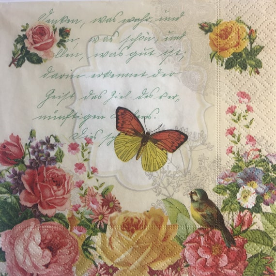 Papel Servilletas Decoupage X 2 Rosas Rosa 25cm