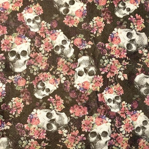 3 Decoupage Luncheon Servietten - Día De Los Muertos Day of the Dead Calavera Sugar Skulls Floral 13" x 13"