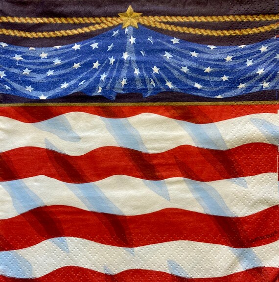 3 Decoupage Napkins USA Flag Decorations Stars and Stripes Etsy