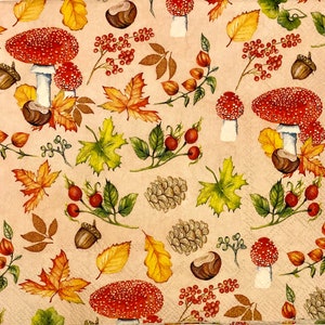 3 Tovaglioli Decoupage - Beautiful Autumn Forest Pattern 13 "x 13" Unfolded