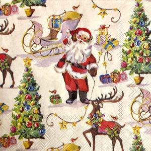 3 Servietten Lachen Weihnachtsmann Collage Servietten, 13 "x 33" ungefaltet