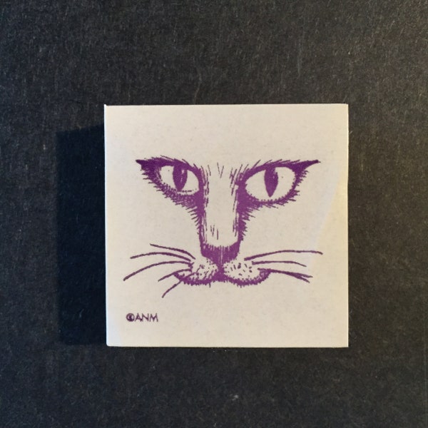 1 Cat Face All Night Media Foam Rubber Stamp 1.75" x 1.75"