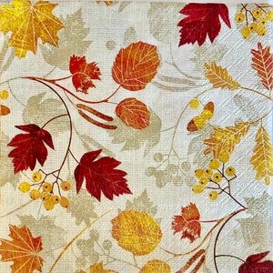 3 tovaglioli per il pranzo Decoupage, Autumn Leaves Grace 13 "x 13" unfolded