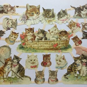 SCRAP RELIEFS Fanciful Vintage Cats (1 sheet) #7415 - Embossed Die Cuts - Made in Germany