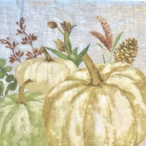 3 servilletas Decoupage, calabazas de otoño neutro Shabby Chic, 13" x 13" desplegadas