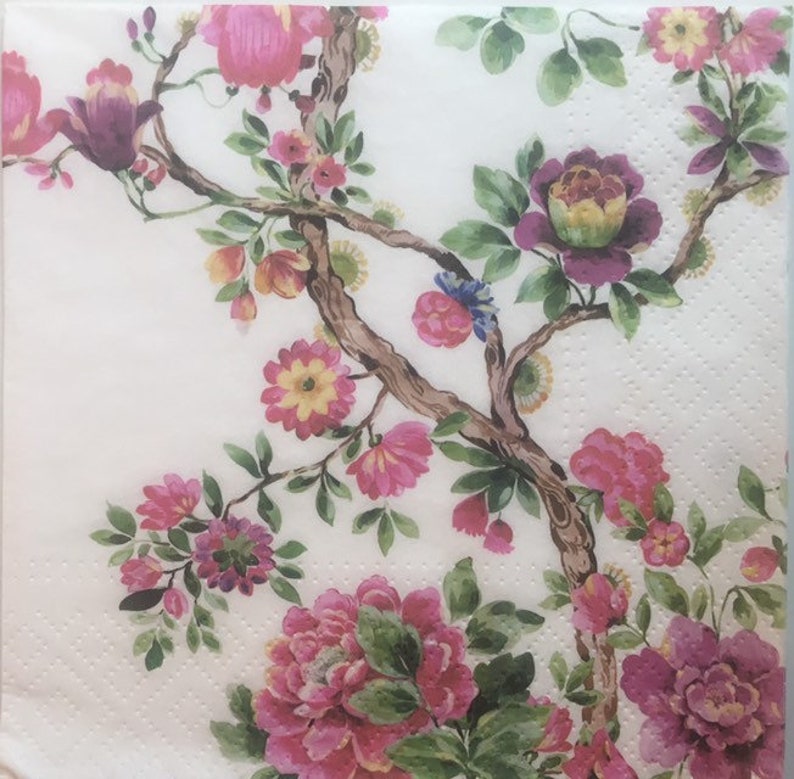 3 Decoupage Napkins Japanese Blossoms Flowers Branches Etsy