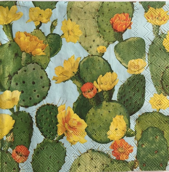 3 Decoupage Servietten, Nopal Kaktus Blumen 13 "x 13" entfaltet - Etsy  sterreich