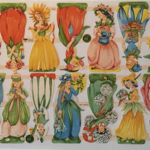 RELIEVES DE RECORTES 14 hadas de las flores (1 hoja) n.° 7412 - Troqueles en relieve - Fabricados en Alemania