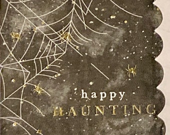 3 servilletas para bebidas decoupage, Happy Haunting Halloween Night Spiderweb, 10" x 10" desplegadas