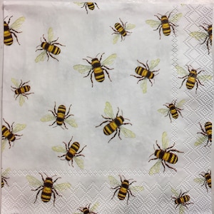 3 Decoupage Drank Servetten, Busy Bees Save the Bees, 10 " x 10 " uitgevouwen