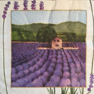 3 Decoupage Servietten, Provinz Lavendelfelder, 13 &quot;x 13&quot;