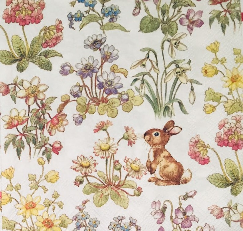 3 Decoupage Napkins Snoopy Little Rabbit in Garden 13 Etsy
