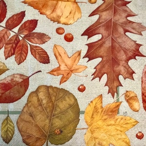 3 tovaglioli per decoupage, foglie autunnali Bastin, 13 x 13 pollici aperti