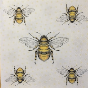 3 decoupage servetten, drie maten honingbijen 13 "x 13" uitgevouwen