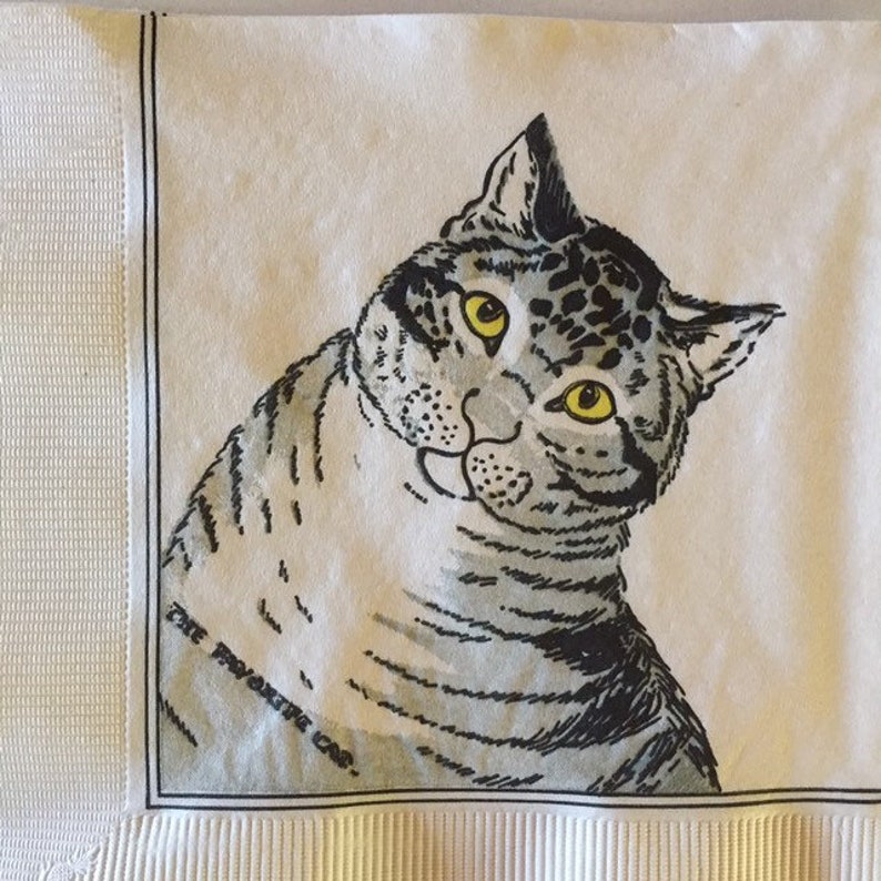 3 Authentic Vintage Beverage Decoupage Napkins Nathaniel Currier The Favorite Cat Metropolitan Museum of Art MMA, 10 x 10 image 2