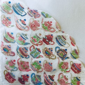3 Decoupage Japanische Reispapier Servietten, Freund Mayer Gold Vergoldete Teekannen, 30x30 cm aufgeklappt