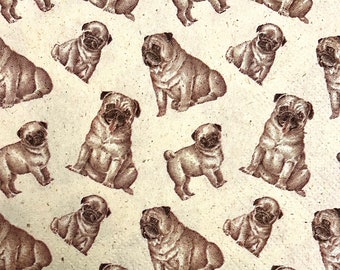 3 Decoupage Beverage Napkins, Pug Dogs Puppies Little Friends, 10" x 10" Unfolded