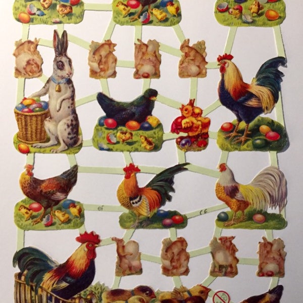 SCRAP RELIEFS Easter Chickens Glanzbilder (1 sheet) #7240 Embossed Die Cuts - Ernst Freihoff GmbH Made in Germany