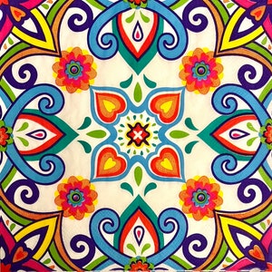 3 tovaglioli per decoupage, piastrelle dai colori vivaci della Fiesta messicana 13 x 13 pollici aperte