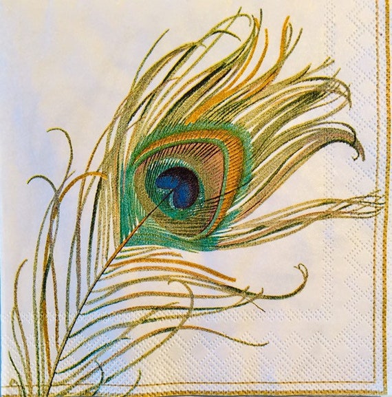 3 Napkins for Decoupage/Peacock napkins Stamping Craft Supplies & Tools