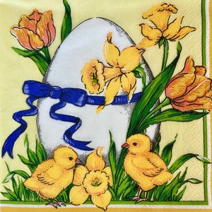 3 Decoupage Serviette - Frühling Ostern Küken Ei 13" x 13" Unfolded