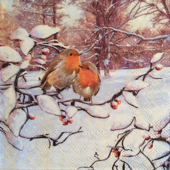 Tovaglioli di carta da pranzo IHR Christmas Green Charming Robin