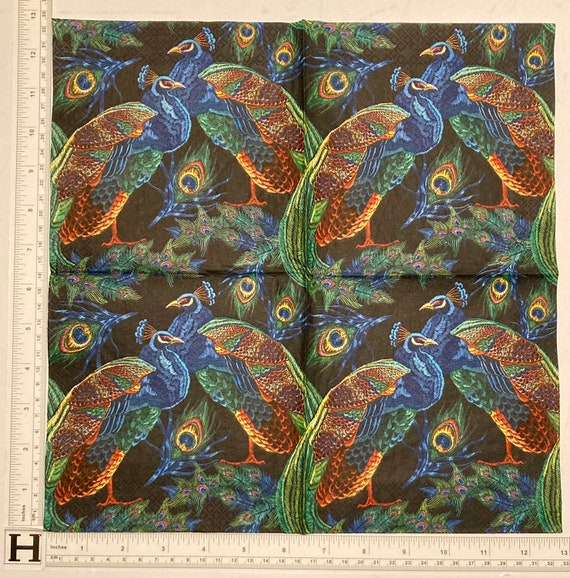 3 Napkins for Decoupage/Peacock napkins Stamping Craft Supplies & Tools