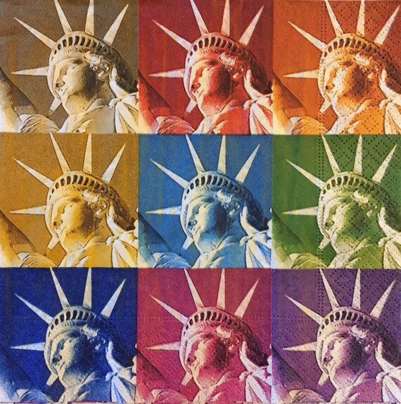 3 Decoupage Napkins USA Statue of Liberty Pop Art America Etsy