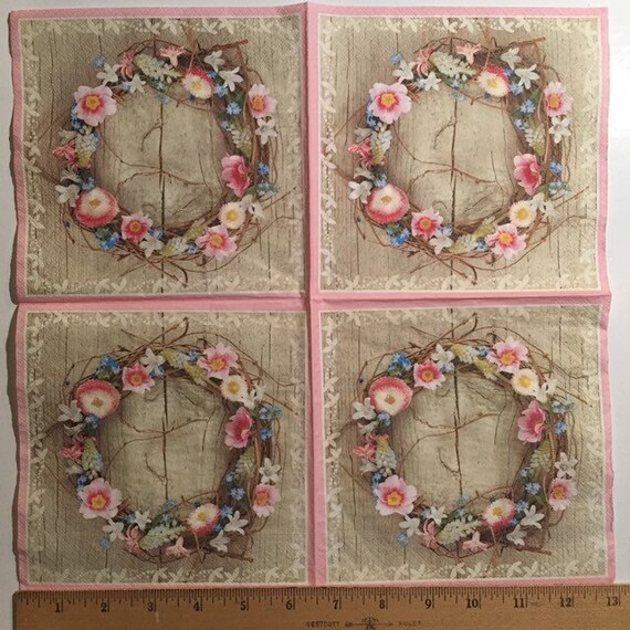 Happy birthday floral wreath decoupage napkins – Decoupage Paper Online Shop