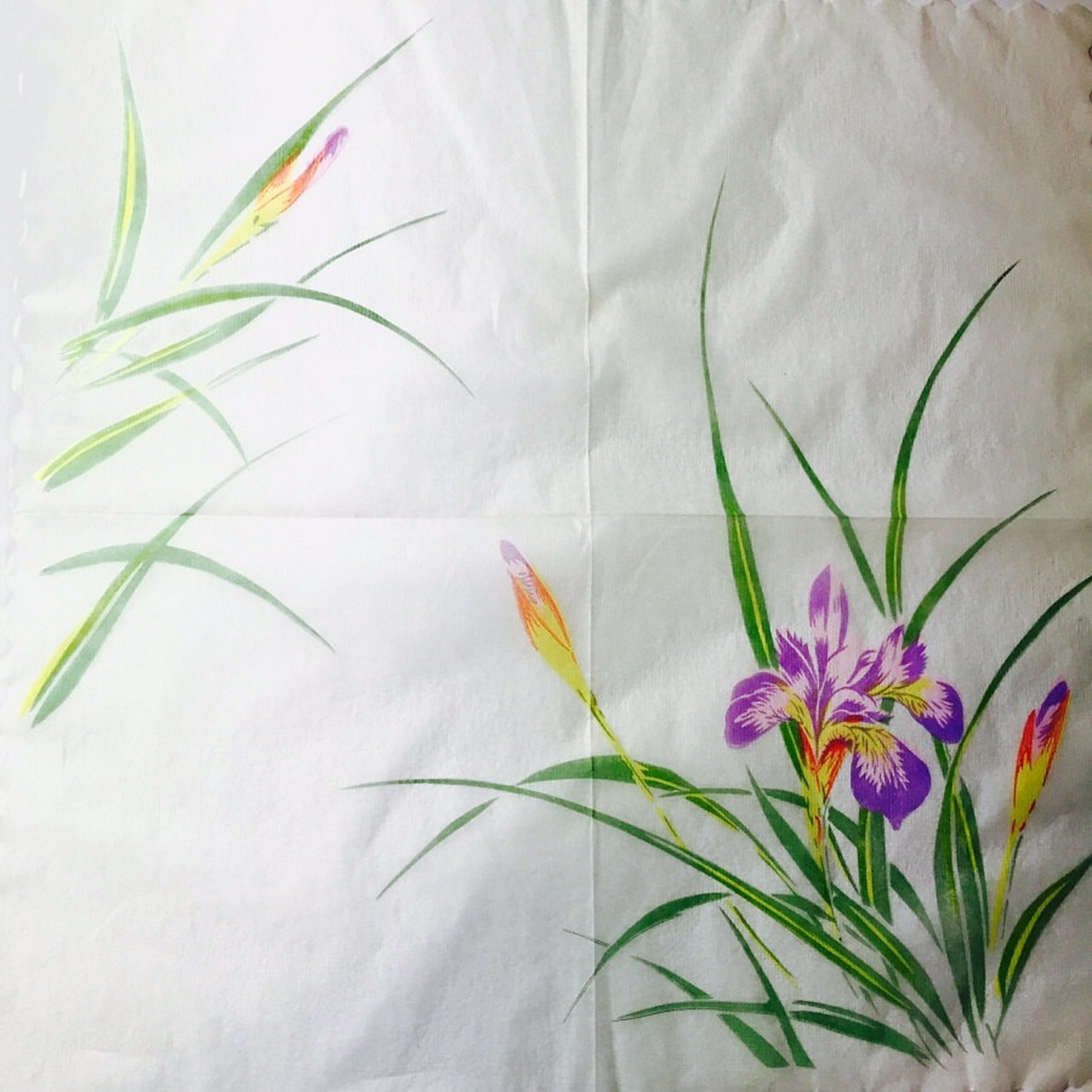 3 Decoupage Japanese Rice Paper Napkin Vintage Purple Iris Etsy