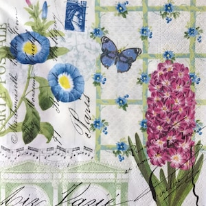 3 Decoupage Almuerzo Napkins, Carta de Primavera Floral, 13" x 13"