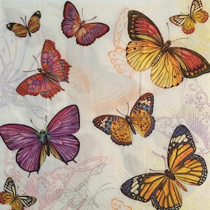 3 Decoupage-Servietten, Schmetterlinge Tapete, 33 cm x 33 cm ungefaltet