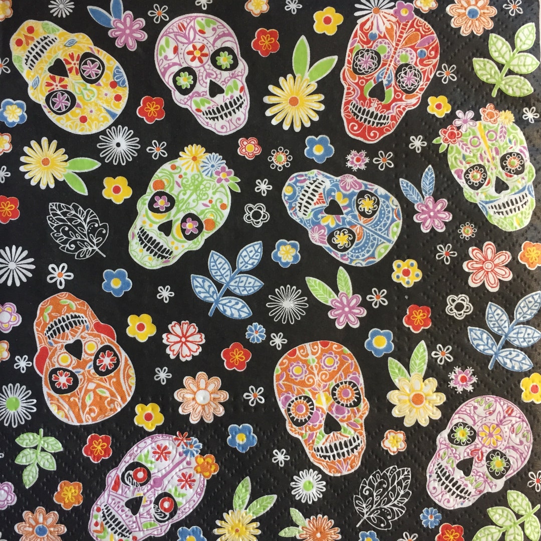 3 Decoupage Napkins - Día De Los Muertos Day of the Dead Calavera ...