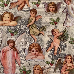 3 tovaglioli natalizi Decoupage, Angeli vintage con note musicali, 13 "x 13" spiegati
