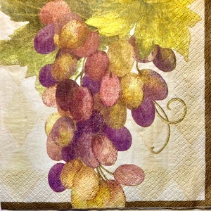 3 Tovaglioli Vintage Decoupage, Sonoma Fruits Grapes 13 "x 13" aperto