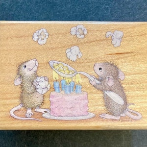 Stampfulness HMGR1010 Hausmaus Mudpie Muzzy Poppin Good Birthday Holzstempel, 2003, Gebraucht