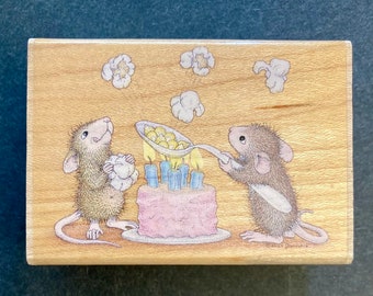 Stampfulness HMGR1010 Hausmaus Mudpie Muzzy Poppin Good Birthday Holzstempel, 2003, Gebraucht