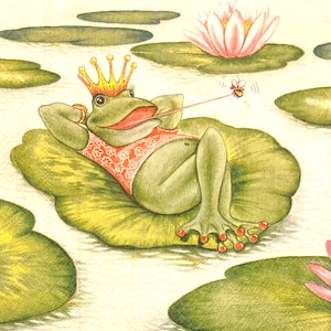3 Decoupage Napkins Happy Frog Prince and Princess on Holiday, 13&quot; x 13&quot; unfolded